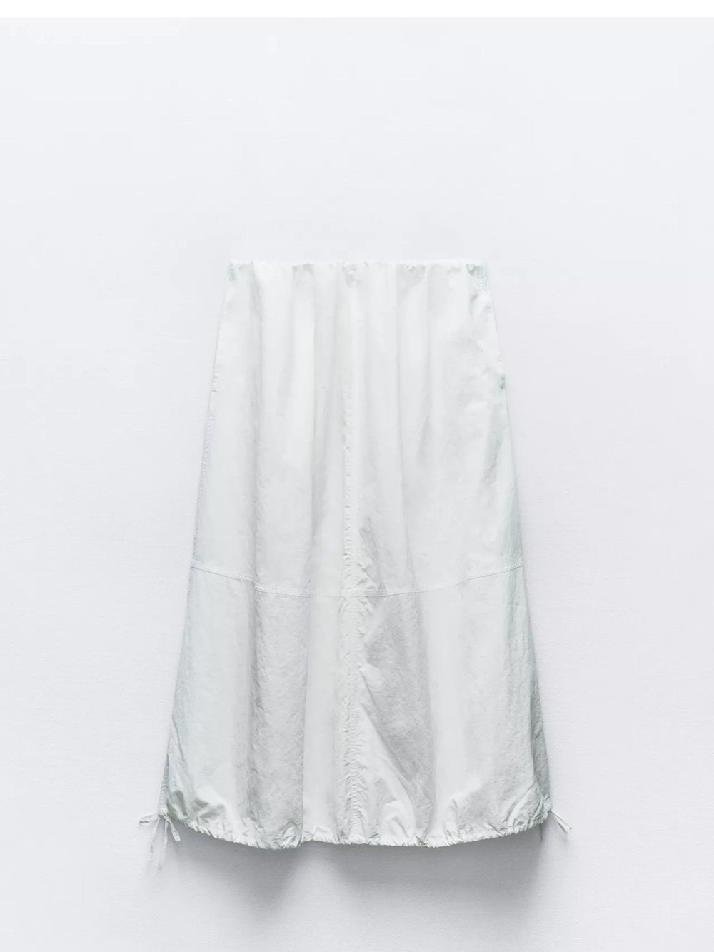 Zara White A-Line Balloon Drawstring Hem Skirt